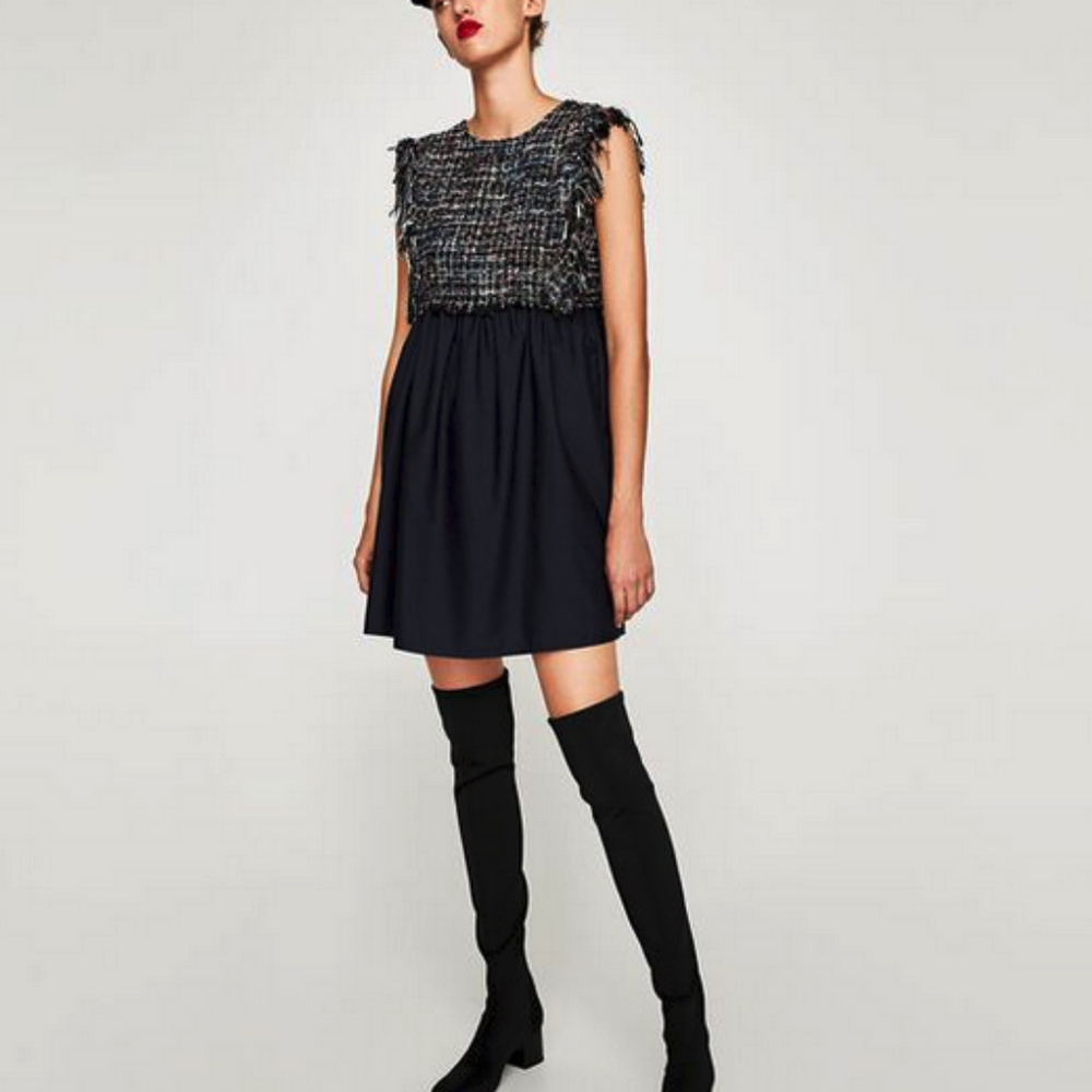 Zara Contrasting Tweed Dress size M - Picture 2 of 8